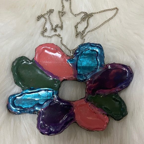 Purple, Blue, Pink, & Green Boho ONE OF KIND Exclusive Hand Designed Necklace - Picture 9 of 17